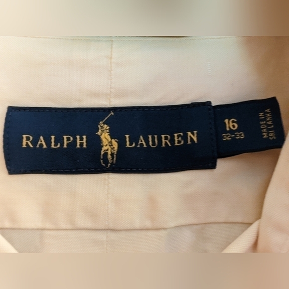 Ralph Lauren Button Down Yellow Pony 16 x 32/33 - Picture 3 of 4